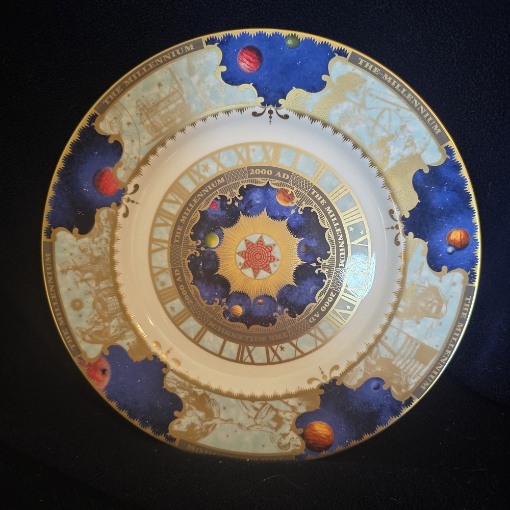 Royal Worcester Millennium Plate - Blue, Gold, and Red